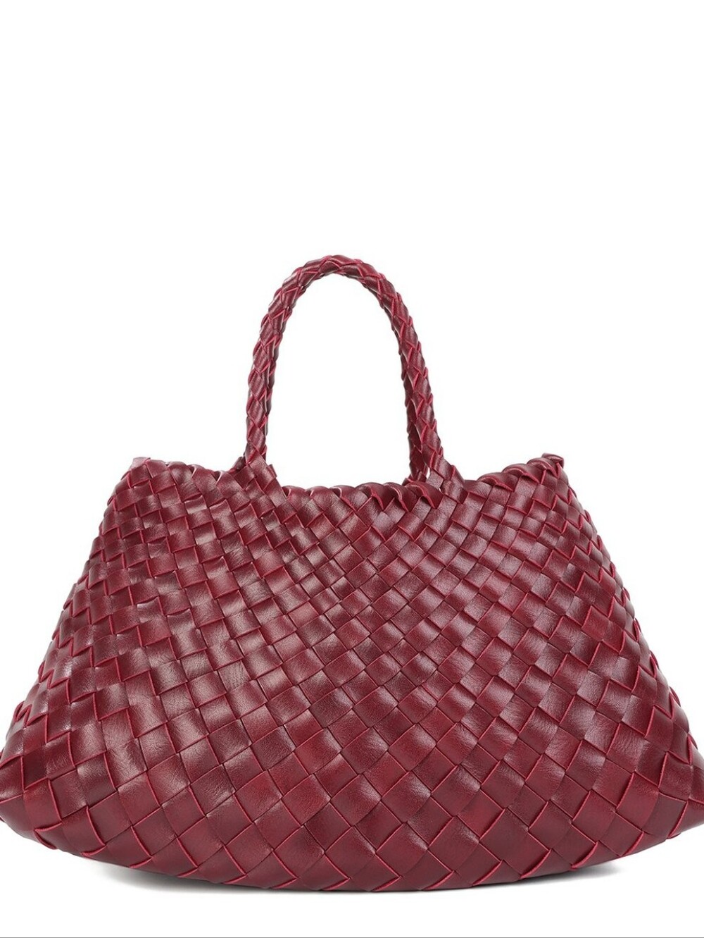 Tiffany & Fred Paris Hand-Woven Leather Tote  Burgundy NWT